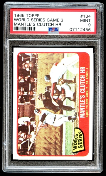 1965 Topps #134 World Series Game 3 Mickey Mantle Clutch HR PSA 9 MINT