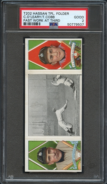 T202 Hassan Triple Folder OLeary/Cobb Fast Work at Third PSA 2 GOOD