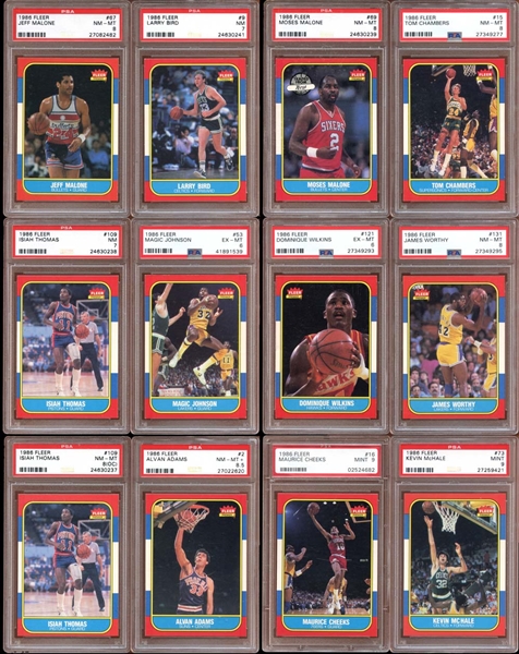 1986 Fleer Basketball Group of (46) All PSA Graded