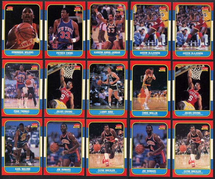 1986 Fleer Basketball Near-Complete Set (118/132) with Extras
