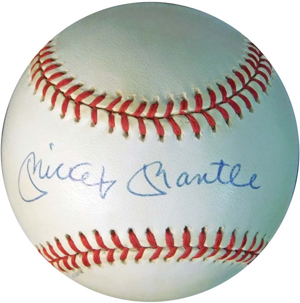 Mickey Mantle Single-Signed OAL (Brown) Ball JSA