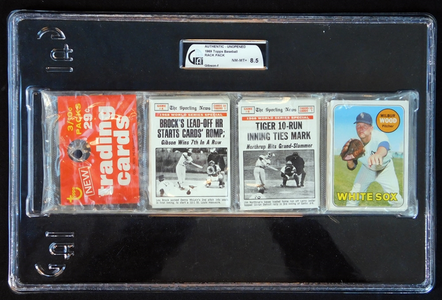 1969 Topps Baseball Unopened Rack Pack GAI 8.5 NM/MT+