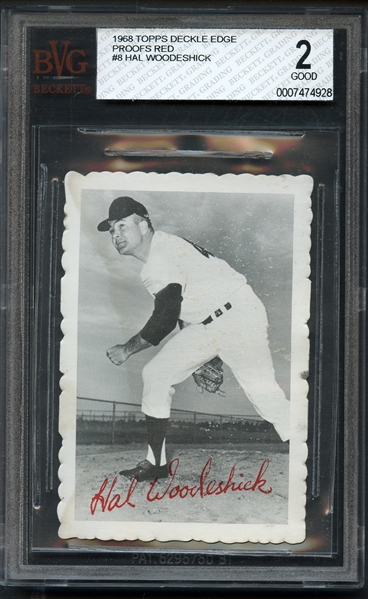 1968 Topps Deckle Edge Proofs Red #8 Hal Woodeshick BVG 2 GOOD
