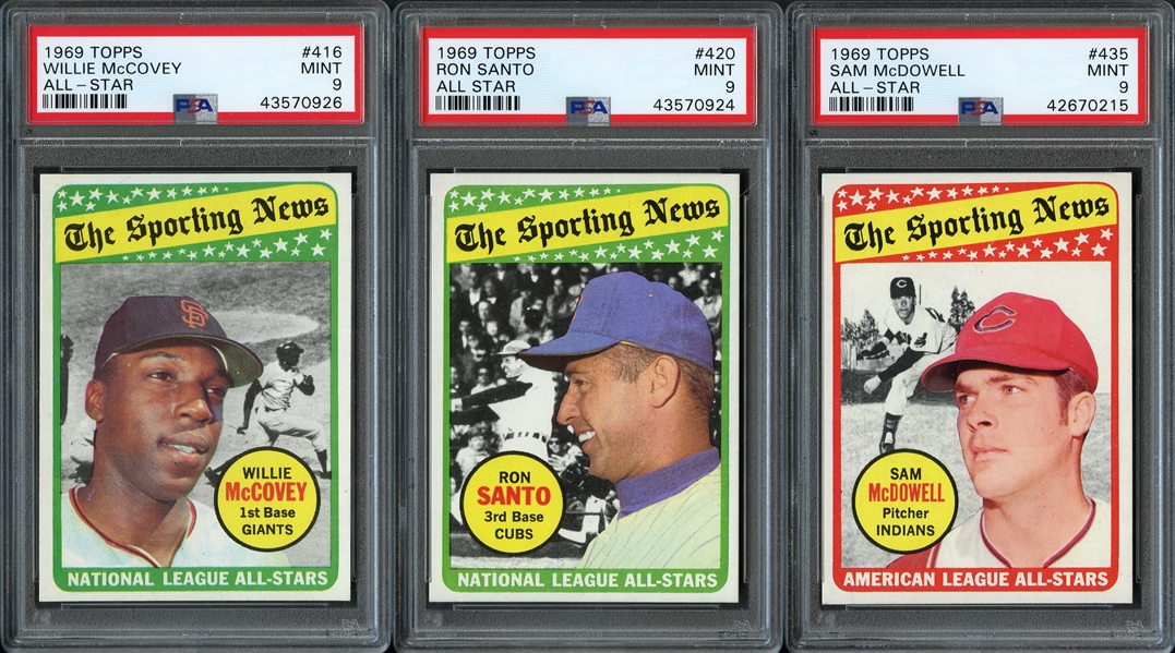 1969 Topps All Star Group of Three - All PSA 9 MINT