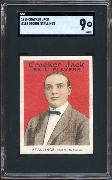 1915 Cracker Jack #162 George Stallings SGC 9 MINT