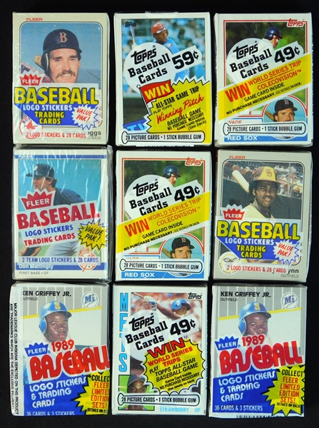 1980s Cello Pack Group of (9) All Featuring Star and HOF Rookies on Front