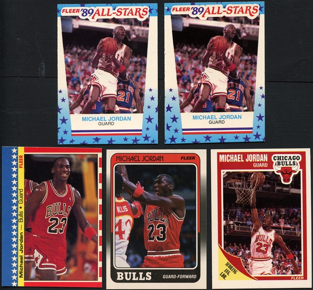 1987-90 Fleer Lot of (5) Michael Jordan Cards