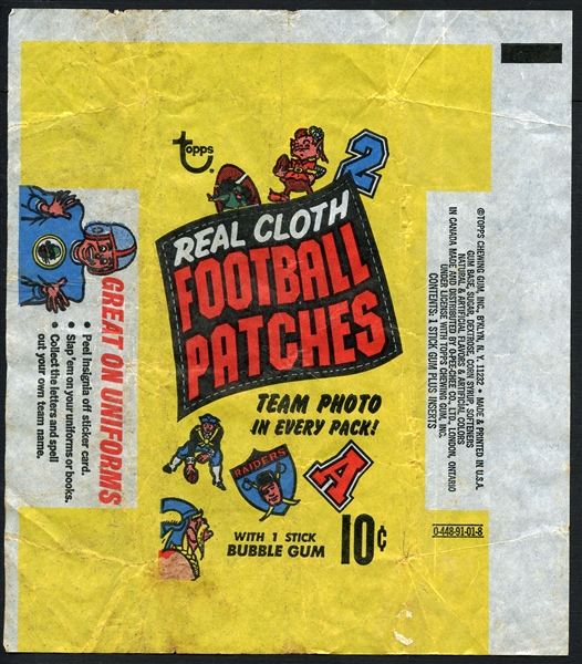 Rare 1968 Topps Football Cloth Patches Wrapper - Test Issue