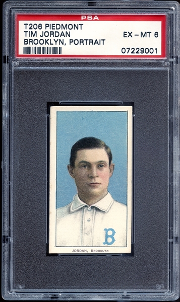 1909-11 T206 Tim Jordan Brooklyn Portrait PSA 6 EX/MT