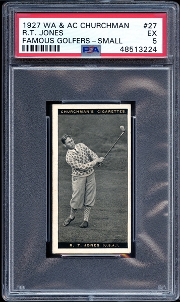 1927 WA & AC Churchman Famous Golfers Small #27 R.T. Jones PSA 5 EX