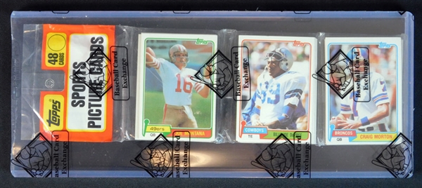 1981 Topps Football Unopened Rack Pack with Montana on Front BBCE