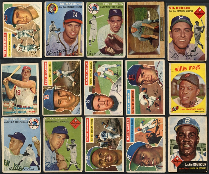 1953-59 Topps/Bowman Shoebox Collection of 231 Cards w/ Many HOFers and Stars