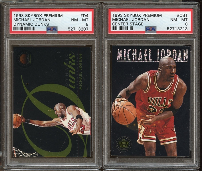 1993 Skybox Premium Michael Jordan Insert Lot of 2 PSA Graded 8