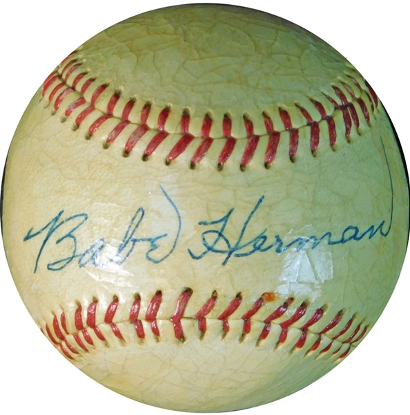 Babe Herman Single-Signed Baseball PSA/DNA