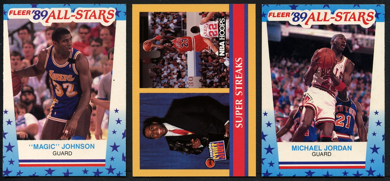 1989 Fleer Sticker Group of Jordan and Magic with an Extra Behind the Scenes Card