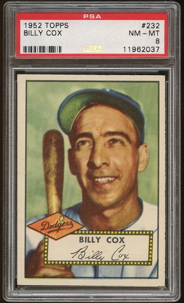 1952 Topps #232 Billy Cox PSA 8 NM-MT