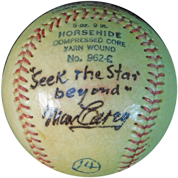 Max Carey Signed and Inscribed Baseball PSA/DNA