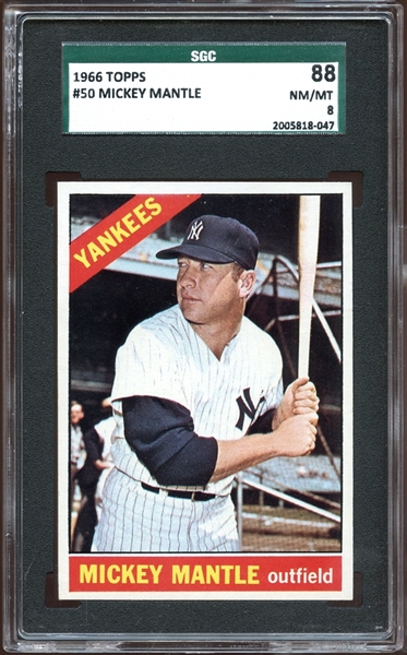 1966 Topps #50 Mickey Mantle SGC 8 NM/MT