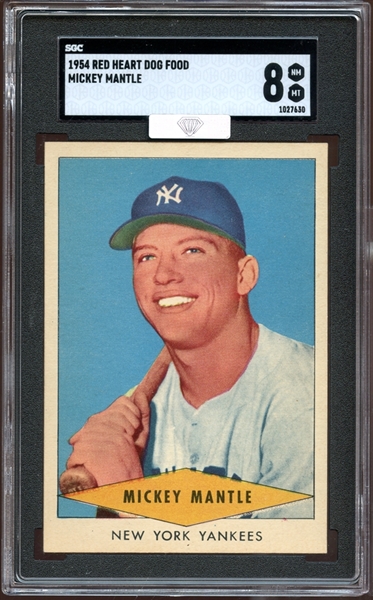 1954 Red Heart Dog Food Mickey Mantle SGC 8 NM/MT MBA SILVER