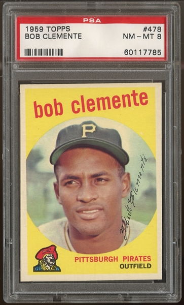 1959 Topps #478 Roberto Clemente PSA 8 NM-MT