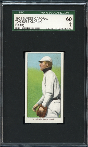 1909-11 T206 Sweet Caporal 150/25 Rube Oldring Fielding SGC 5 EX