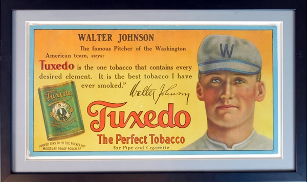Circa 1910 Walter Johnson Tuxedo Tobacco Trolley Car Advertising Sign