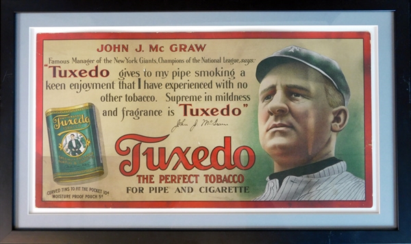Circa 1910 John McGraw Tuxedo Tobacco Trolley Car Advertising Sign