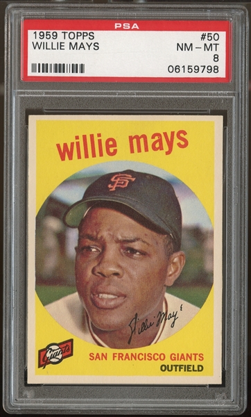 1959 Topps #50 Willie Mays PSA 8 NM-MT