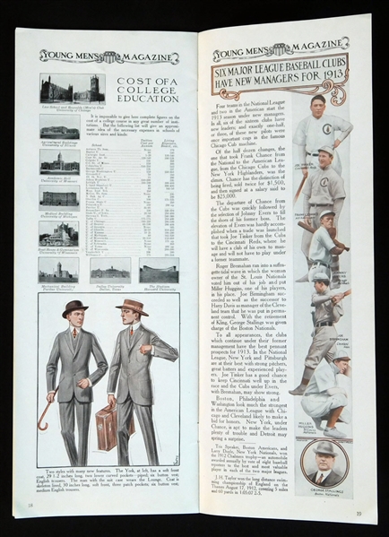 1912 Young Mens Magazine Featuring Excellent Baseball Content And Images with Original Mailing Envelope