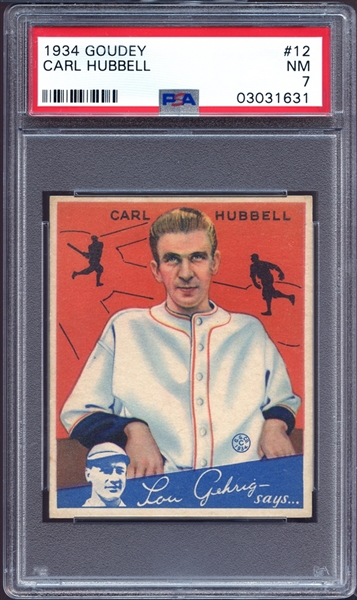 1934 Goudey #12 Carl Hubbell PSA 7 NM