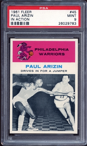 1961 Fleer #45 Paul Arizin In Action PSA 9 MINT