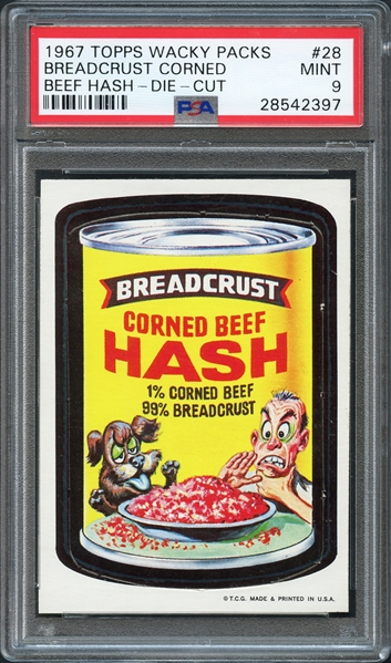 1967 Topps Wacky Packs #28 Breadcrust Corned Beef Hash-Die-Cut PSA 9 MINT