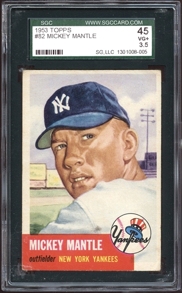 1953 Topps #82 Mickey Mantle SGC 3.5 VG+