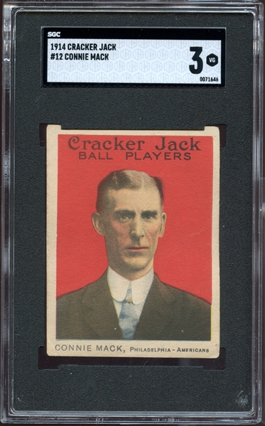 1914 Cracker Jack #12 Connie Mack SGC 3 VG