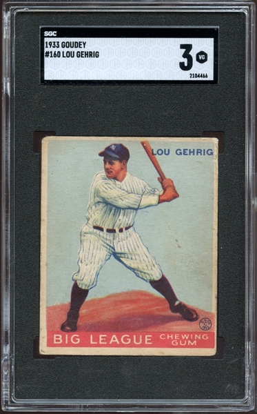 1933 Goudey #160 Lou Gehrig SGC 3 VG