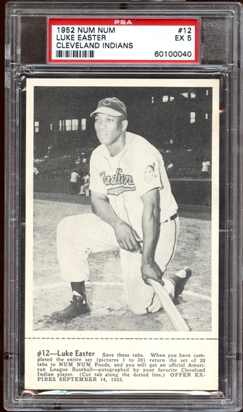1952 Num Num Cleveland Indians #12 Luke Easter PSA 5 EX