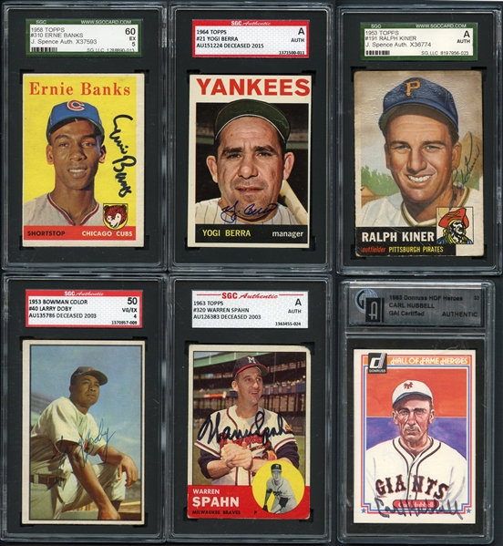 1950s-80s Autographed Card Collection of (12) Cards All Graded by SGC