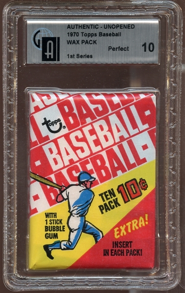 1970 Topps Baseball Unopened 10-Cent Wax Pack First Series GAI 10 PERFECT