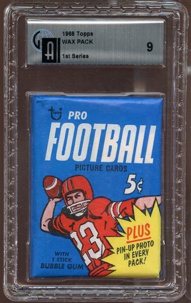 1968 Topps Football Unopened 5-Cent Wax Pack 1st Series GAI 9 MINT