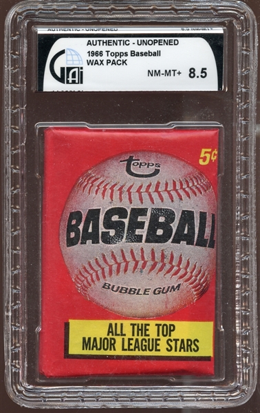 1966 Topps Baseball Unopened 5-Cent Wax Pack GAI 8.5 NM/MT+