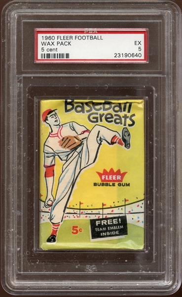 1960 Fleer Baseball 5-Cent Unopened Wax Pack PSA 5 EX