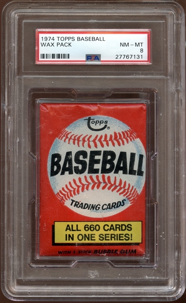 1974 Topps Baseball Unopened Wax Pack PSA 8 NM/MT
