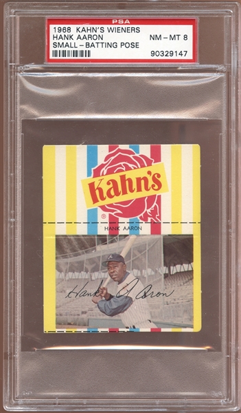 1968 Kahns Wieners Hank Aaron Small-Batting Pose PSA 8 NM/MT