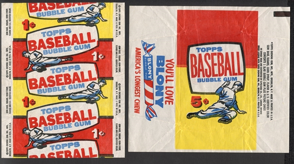 1957 Topps Baseball 1-Cent "Penny" and 5-Cent "Nickel" Wrappers