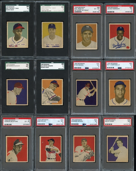 1949 Bowman Near Complete Set (210/240) w/ Many Graded Including High Grade Paige