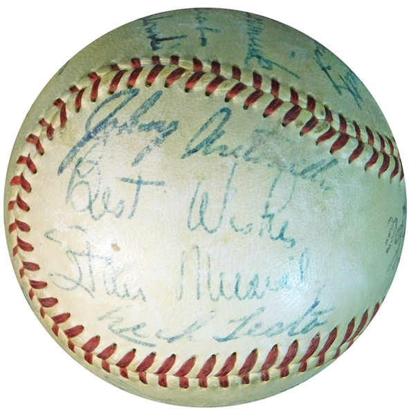 1958 San Francisco Giants Team-Signed ONL (Giles) Ball with Vintage Stan Musial JSA