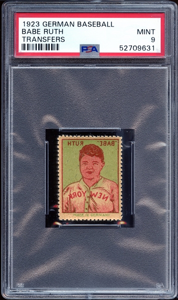 1923 German Baseball Babe Ruth Transfers PSA 9 MINT- 1/1 PSA MINT 9