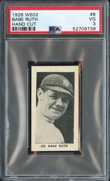 1928 W502 #6 Babe Ruth Hand Cut PSA 3 VG