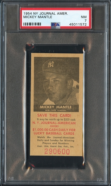 1954 NY Journal American Mickey Mantle PSA 7 NM