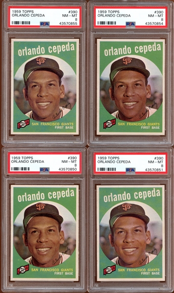 1959 Topps #390 Orlando Cepeda Group of (4) All PSA 8 NM/MT